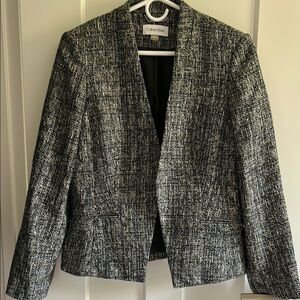 Calvin Klein Black and White Tweed Blazer